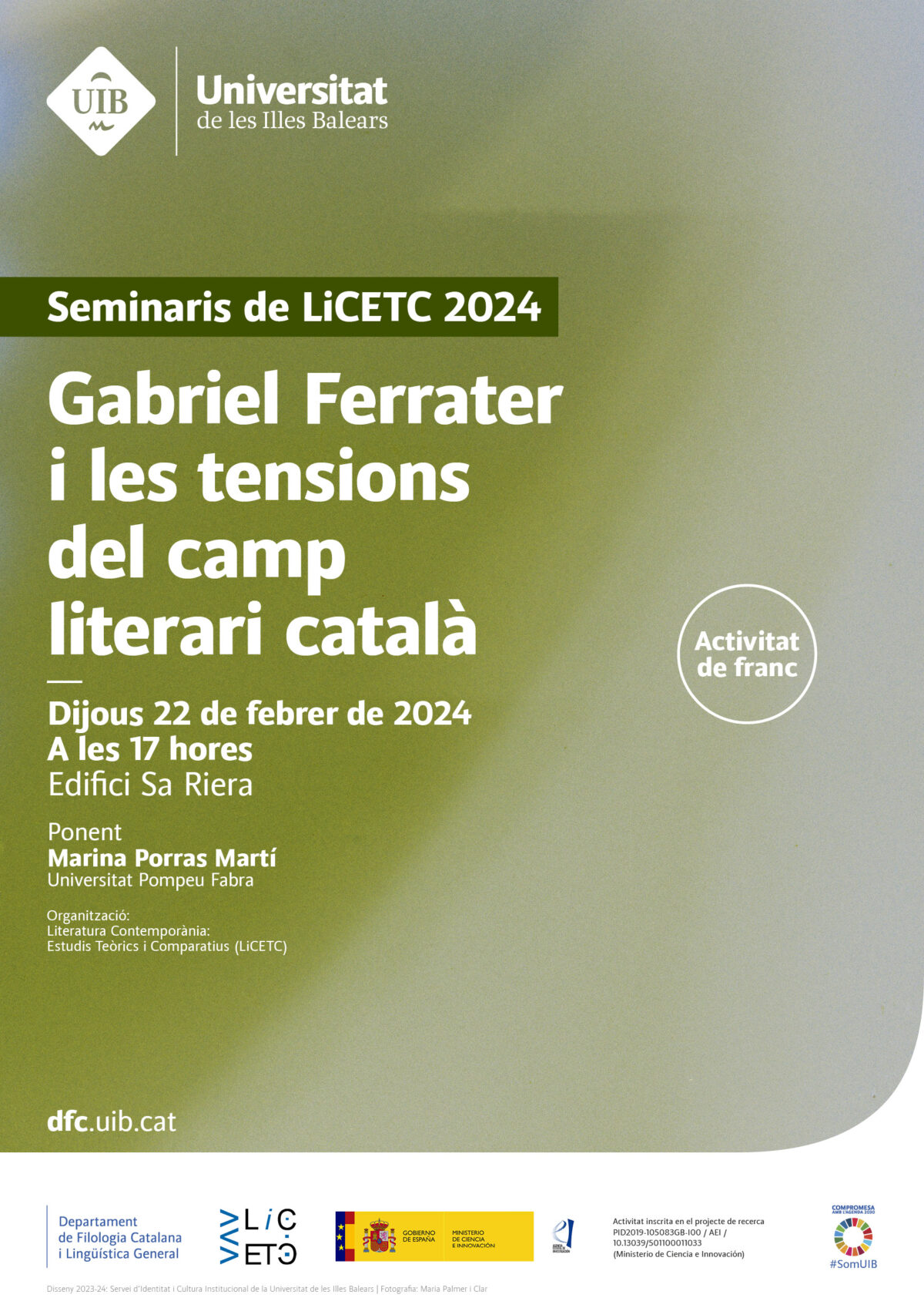 Seminari de Marina Porras sobre Gabriel Ferrater