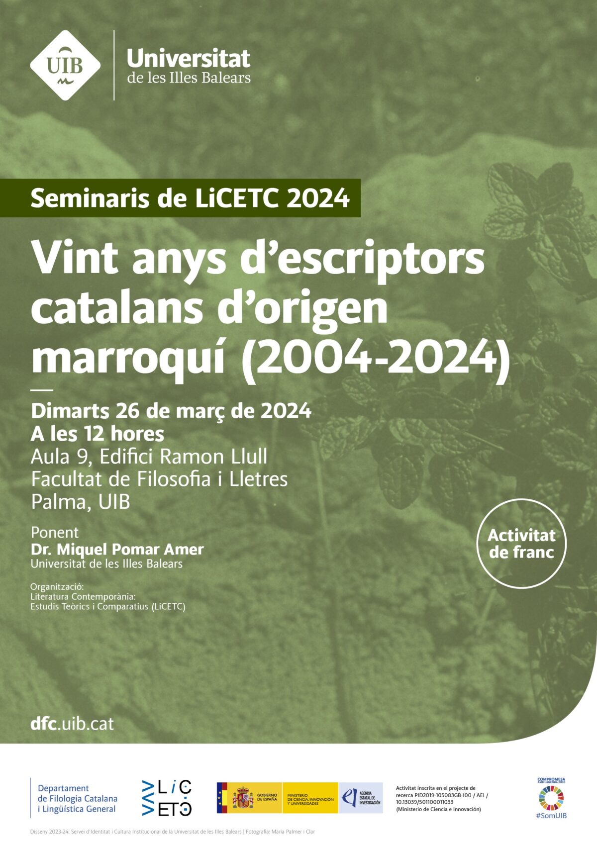 Seminari de Miquel Pomar Amer sobre escriptors catalans d’origen marroquí